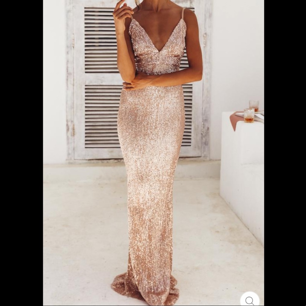 Hello Molly House of Fun Maxi Dress Gold (XS)